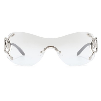 Spykay™ SG60904 Snake Design Temples One-piece Rimless Y2K Sunglasses