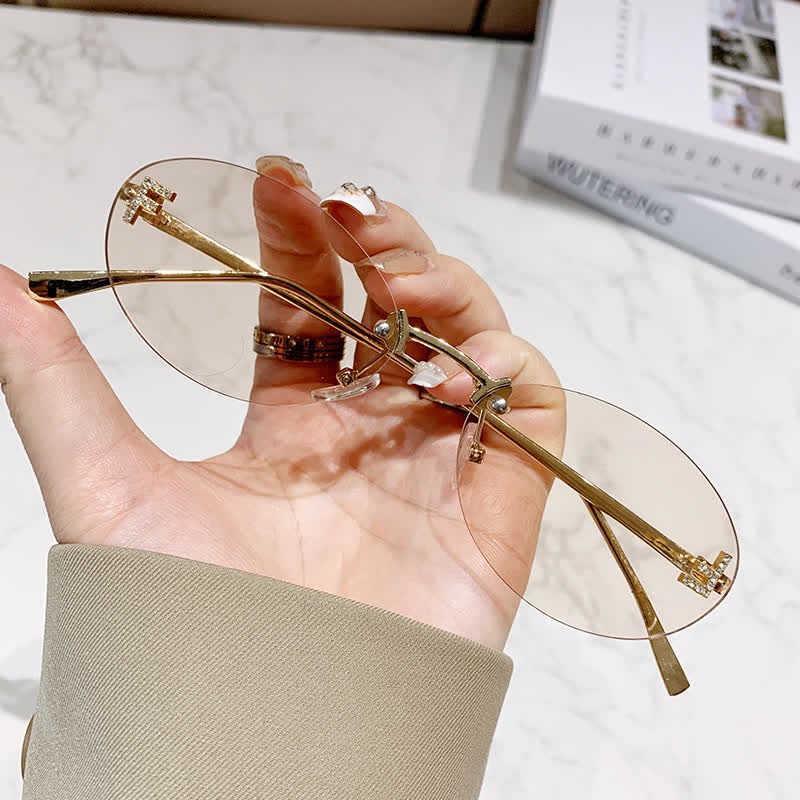 Spykay™ SG60701 'F' Design Oval Frames Rimless Sunglasses