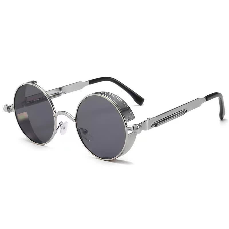 Spykay™ SG60945 Retro Punk Round Frame Spring Temples Sunglasses - Silver/Grey - image 10