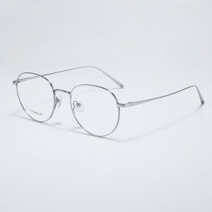 Spykay™ EG26857 Round Titanium Lightweight Frame Anti-blue Light Simple Glasses - Silver - image 7
