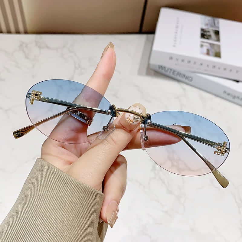 Spykay™ SG60701 'F' Design Oval Frames Rimless Sunglasses