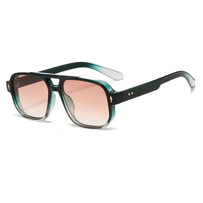 Spykay™ SG61003 Square Frame Double Bridges Vintage Arrow Sunglasses - Ombre Green - image 32