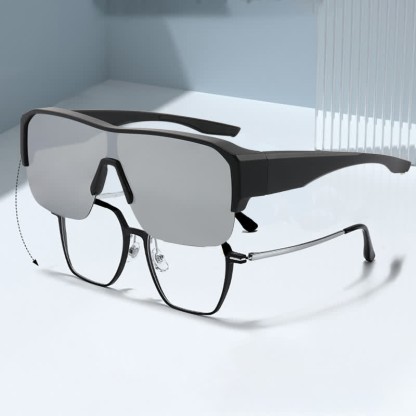 Spykay™ SG60959 Fit Over Glasses Semi-Rimless Polarized Sunglasses for Sports&Driving - Black/Silver - image 12