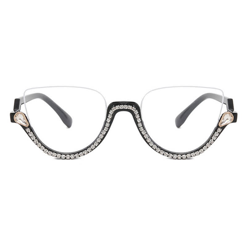 Spykay™ EG26687 Cat-Eye Frame Rhinestone Decor Semi-Rimless Glasses - image 15