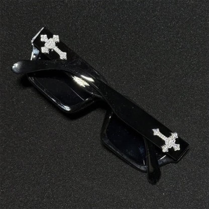 Spykay™ SG61019 Unsiex Rhinestone Cross Decor Square Frame Sunglasses - image 3