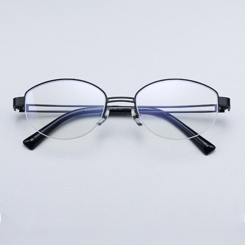 Spykay™ EG26704 Oval Titanium Frame Hollow-out Temples Anti-blue Light Fashion Glasses