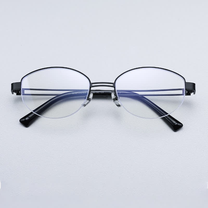 Spykay™ EG26704 Oval Titanium Frame Hollow-out Temples Anti-blue Light Fashion Glasses