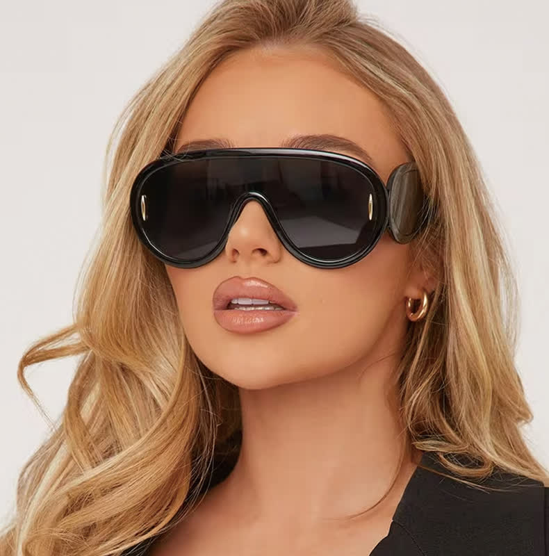 Spykay™ SG61002 Steampunk One-piece Frame Oversized Mirrored Sunglasses - image 12