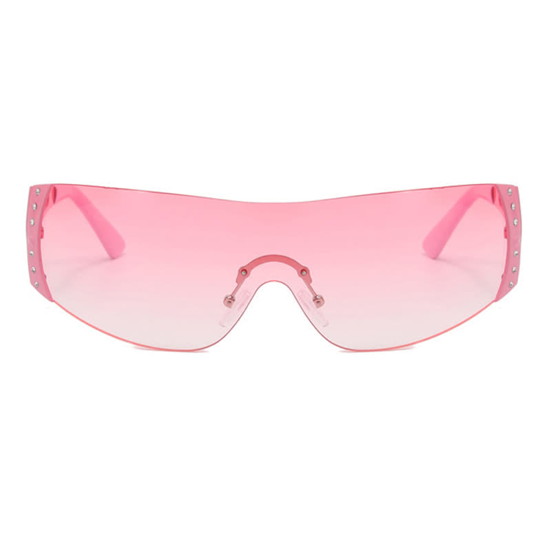 Spykay™ SG60852 Y2K Vintage Rhinestone Decor One-piece Rimless Hipster Sunglasses