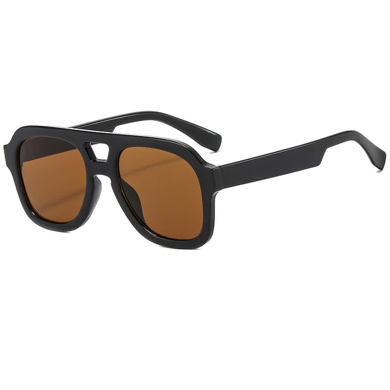 Spykay™ SG60832 Double Bridges Thick Frame Hipster Aviator Sunglasses - Black/Brown - image 15