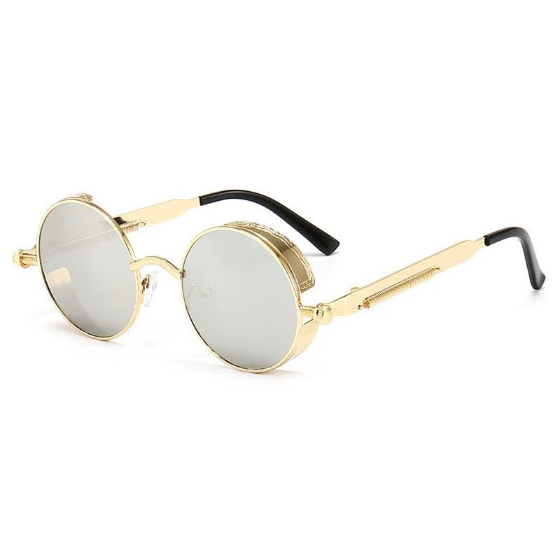 Spykay™ SG60945 Retro Punk Round Frame Spring Temples Sunglasses - Golden/Silver - image 14