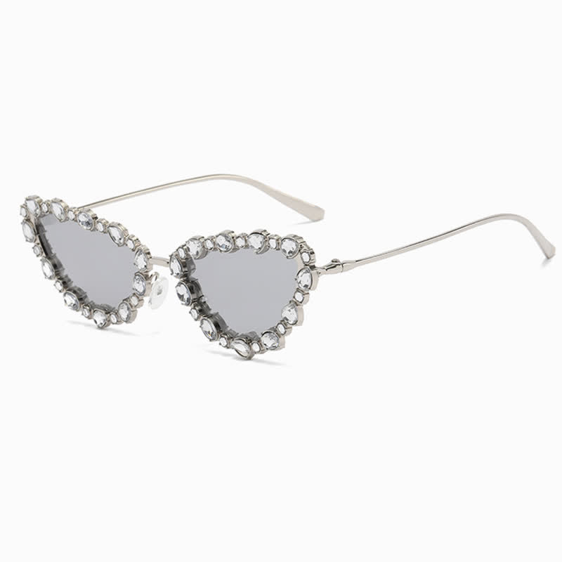 Spykay™ SG60894 Vintage-Retro Rhinestone Decor Cat-Eye Oversized Sunglasses