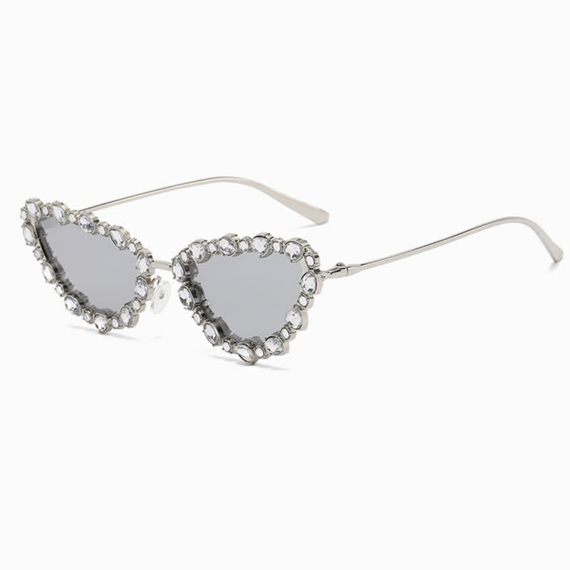 Spykay™ SG60894 Vintage-Retro Rhinestone Decor Cat-Eye Oversized Sunglasses
