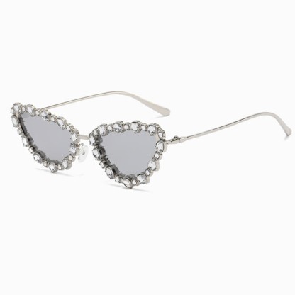Spykay™ SG60894 Vintage-Retro Rhinestone Decor Cat-Eye Oversized Sunglasses