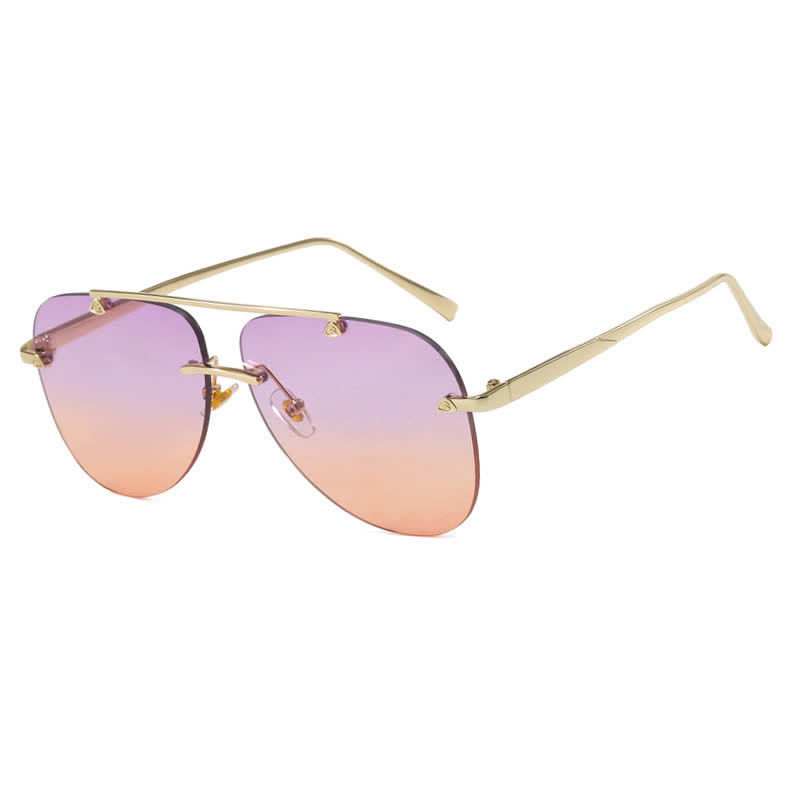 Spykay™ SG60888 Rimless Double Bridges Retro Aviator Sunglasses