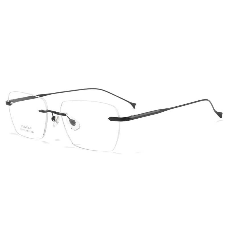 Spykay™ EG26902 Retro Rectangle Frame Anti-blue Light Hipster Rimless Glasses - Black - image 7