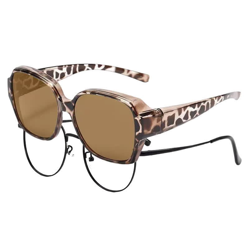 Spykay™ SG60859 Square Frame Polarized Driving Sunglasses Fit Over Glasses for Nearsighted People - Grey Leopard/Brown - Polarized - image 22