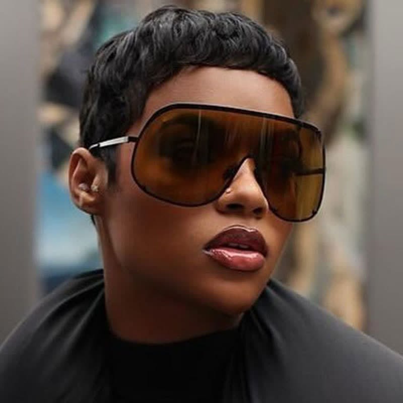 Spykay™ SG60757 Unisex Hipster One-piece Polarized Aviator Sunglasses - Coffee - image 4