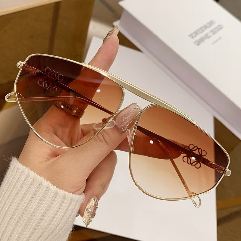 Spykay™ SG60906 Hollow-out Irregular Aviator Sunglasses - Ombre Brown - image 14