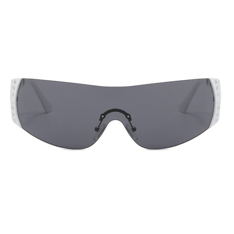 Spykay™ SG60852 Y2K Vintage Rhinestone Decor One-piece Rimless Hipster Sunglasses