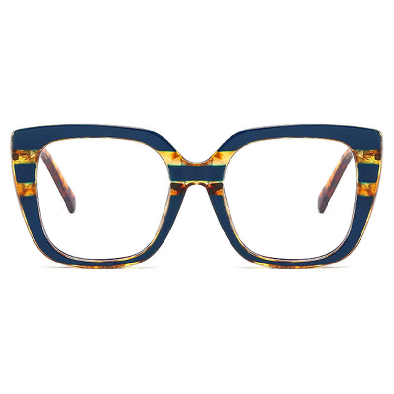 Spykay™ EG26771 Leopard Pattern Square Frame Oversized Glasses