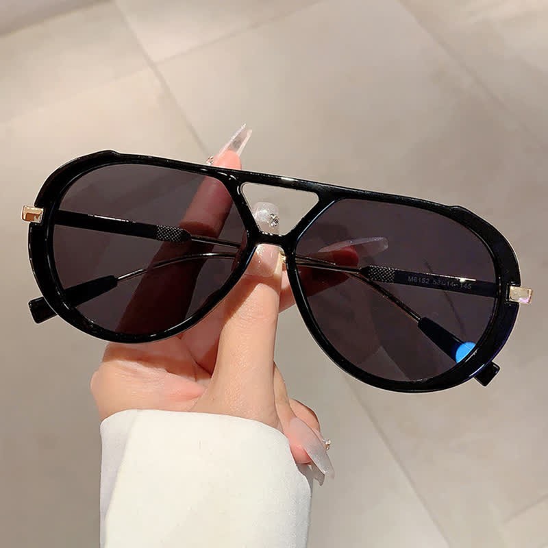 Spykay™ SG60737 Double Bridges Tortoiseshell Oval Frame Sunglasses - Black - image 11