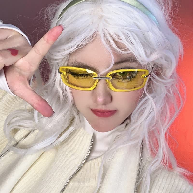 Spykay™ SG60850 Y2K Rimless Rectangle Frame Sunglasses - Yellow - image 22