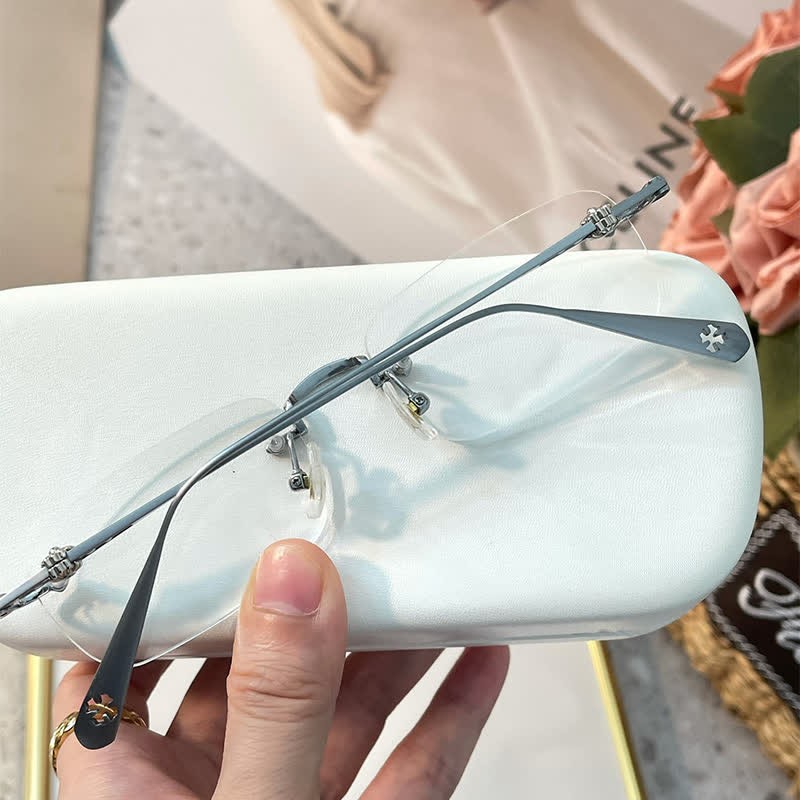 Spykay™ EG26935 Rectangle Titanium Frame Anti-blue Light Rimless Chrome Heart Glasses - image 9