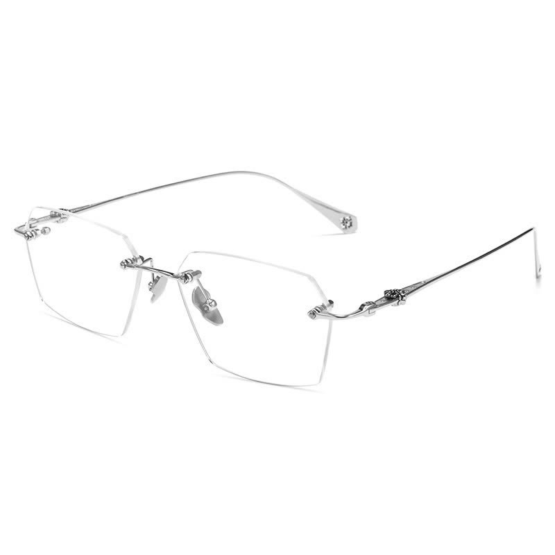 Spykay™ EG26901 Titanium Geometric Frame Anti-blue Light Hipster Rimless Glasses - Silver - image 6