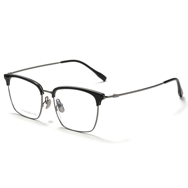 Spykay™ EG26898 Semi-Rimless Anti-blue Light Square Titanium Frame Browline Glasses - Black/Grey - image 5