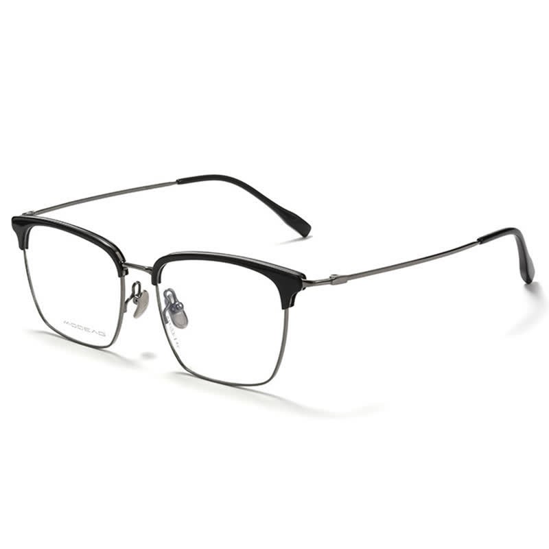 Spykay™ EG26898 Semi-Rimless Anti-blue Light Square Titanium Frame Browline Glasses - Black/Grey - image 5