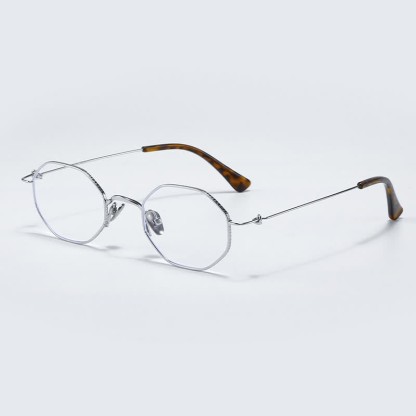 Spykay™ EG26854 Geometric Titanium Frame Anti-blue Light Simple Glasses - Silver - image 7