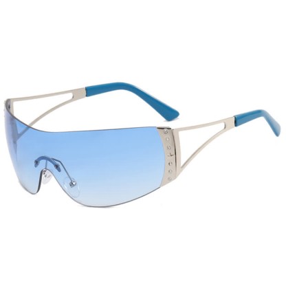 Spykay™ SG60852 Y2K Vintage Rhinestone Decor One-piece Rimless Hipster Sunglasses