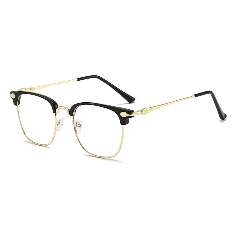 Spykay™ EG26834 Semi-Rimless Unisex Retro Square Frame Anti-blue Light Browline Glasses - Black/Golden - image 3