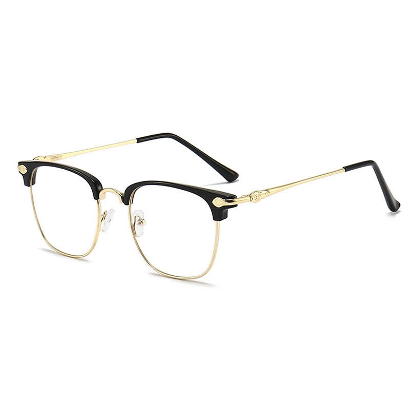 Spykay™ EG26834 Semi-Rimless Unisex Retro Square Frame Anti-blue Light Browline Glasses - Black/Golden - image 3