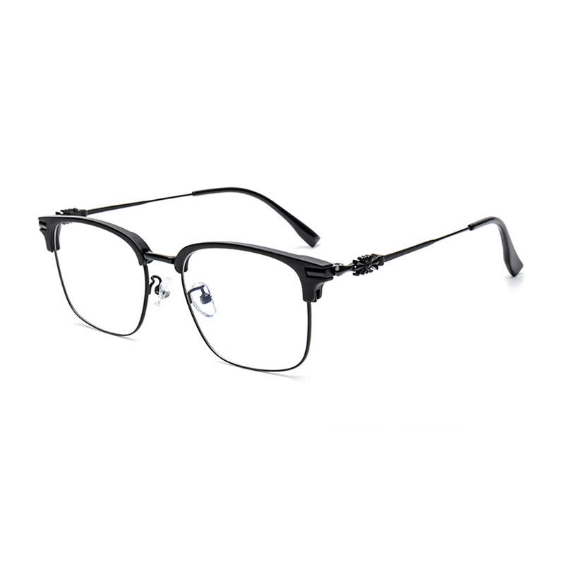 Spykay™ EG26924 Retro Gothic Cross Unisex Square Frame Anti-blue Light Browline Glasses - Black - image 1