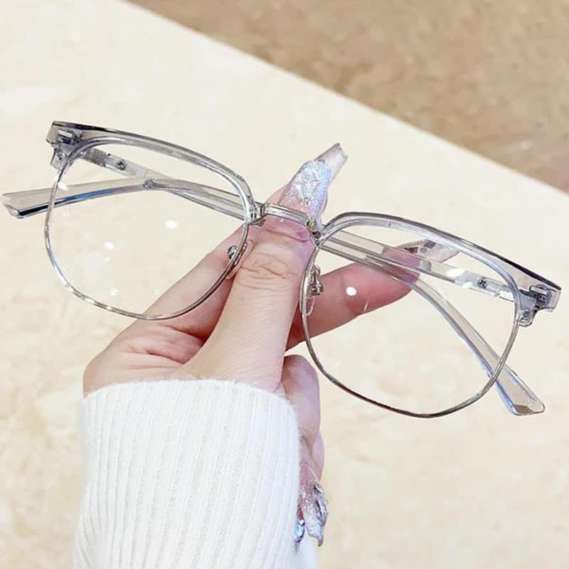 Spykay™ EG26807 Semi-Rimless Square Frame Anti-blue Light Browline Glasses - Grey - image 10