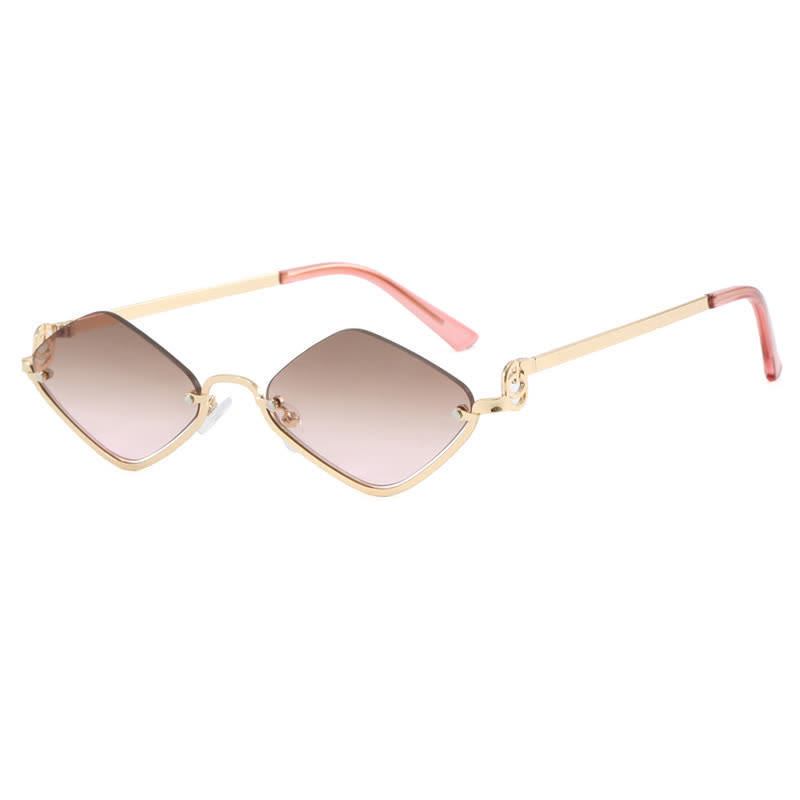 Spykay™ SG60868 Semi-Rimless Rhombus Small Frame Sunglasses - Brown/Pink - image 19