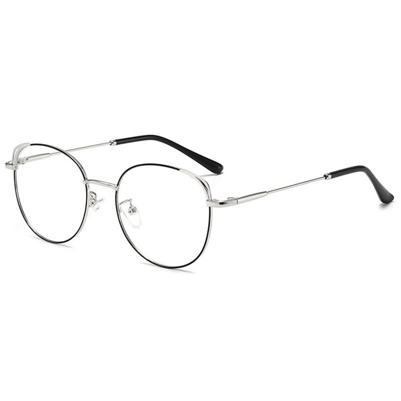 Spykay™ EG26840 Fashion Cat-Eye Metal Oval Frame Anti-blue Light Glasses - Black/Silver - image 17