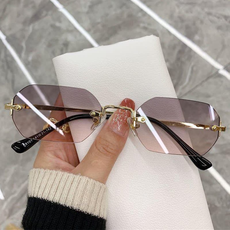 Spykay™ SG60884 Geometric Rimless Metal Temples Sunglasses