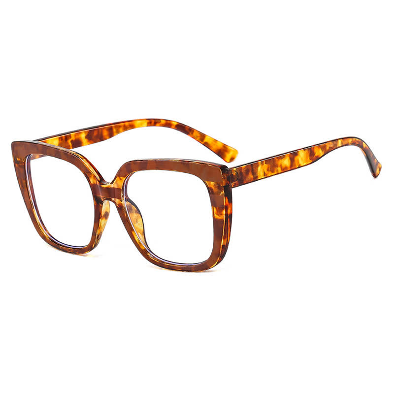 Spykay™ EG26771 Leopard Pattern Square Frame Oversized Glasses