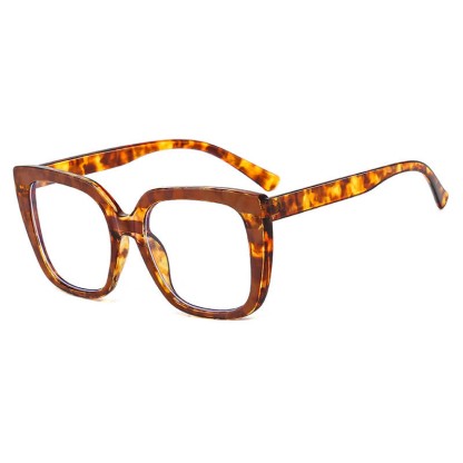 Spykay™ EG26771 Leopard Pattern Square Frame Oversized Glasses