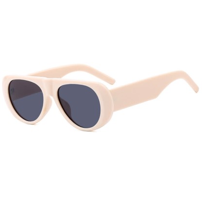 Spykay™ SG60671 Oval Frame Wide Temples Vintage Aviator Sunglasses - Beige - image 28
