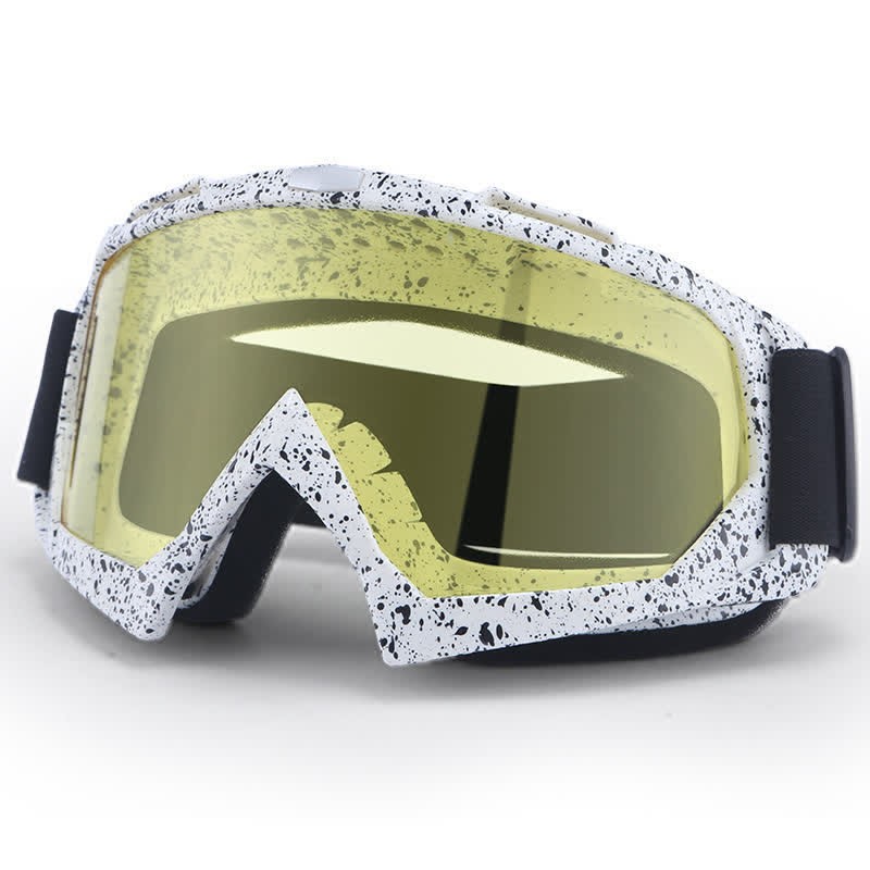 Spykay™ SG60982 Retro Over Glasses Windproof Ski Goggles Motorcycle Goggles for Men Women  - White/Yellow - image 6