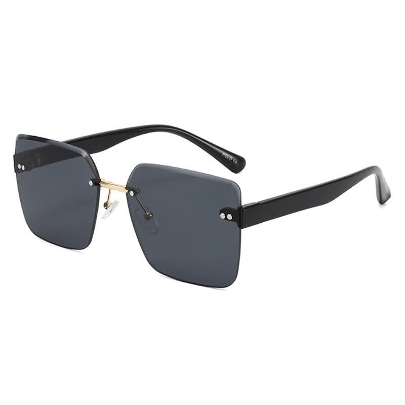 Spykay™ SG61018 Oversized Square Frame Hipster Rimless Sunglasses - Black - image 8