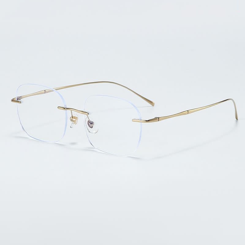 Spykay™ EG26850 Square Titanium Frame Anti-blue Light Hipster Rimless Glasses - Golden - image 9