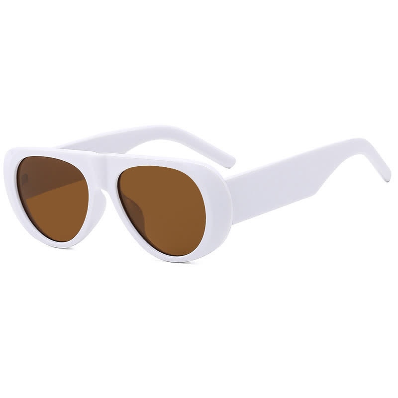 Spykay™ SG60671 Oval Frame Wide Temples Vintage Aviator Sunglasses - White - image 30