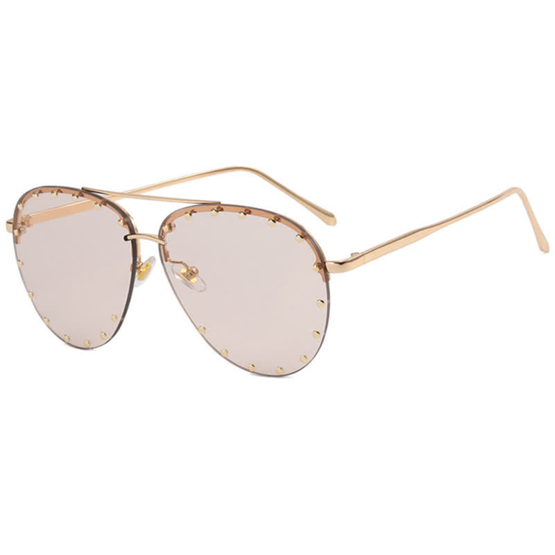 Spykay™ SG60887 Rivets Decor Double Bridges Retro Aviator Sunglasses
