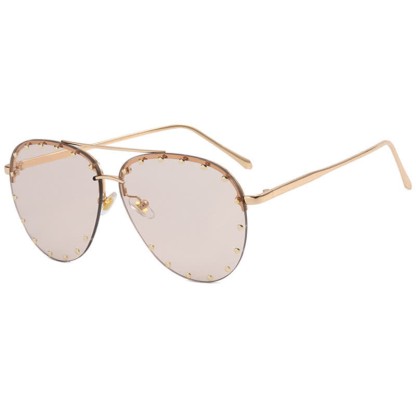 Spykay™ SG60887 Rivets Decor Double Bridges Retro Aviator Sunglasses