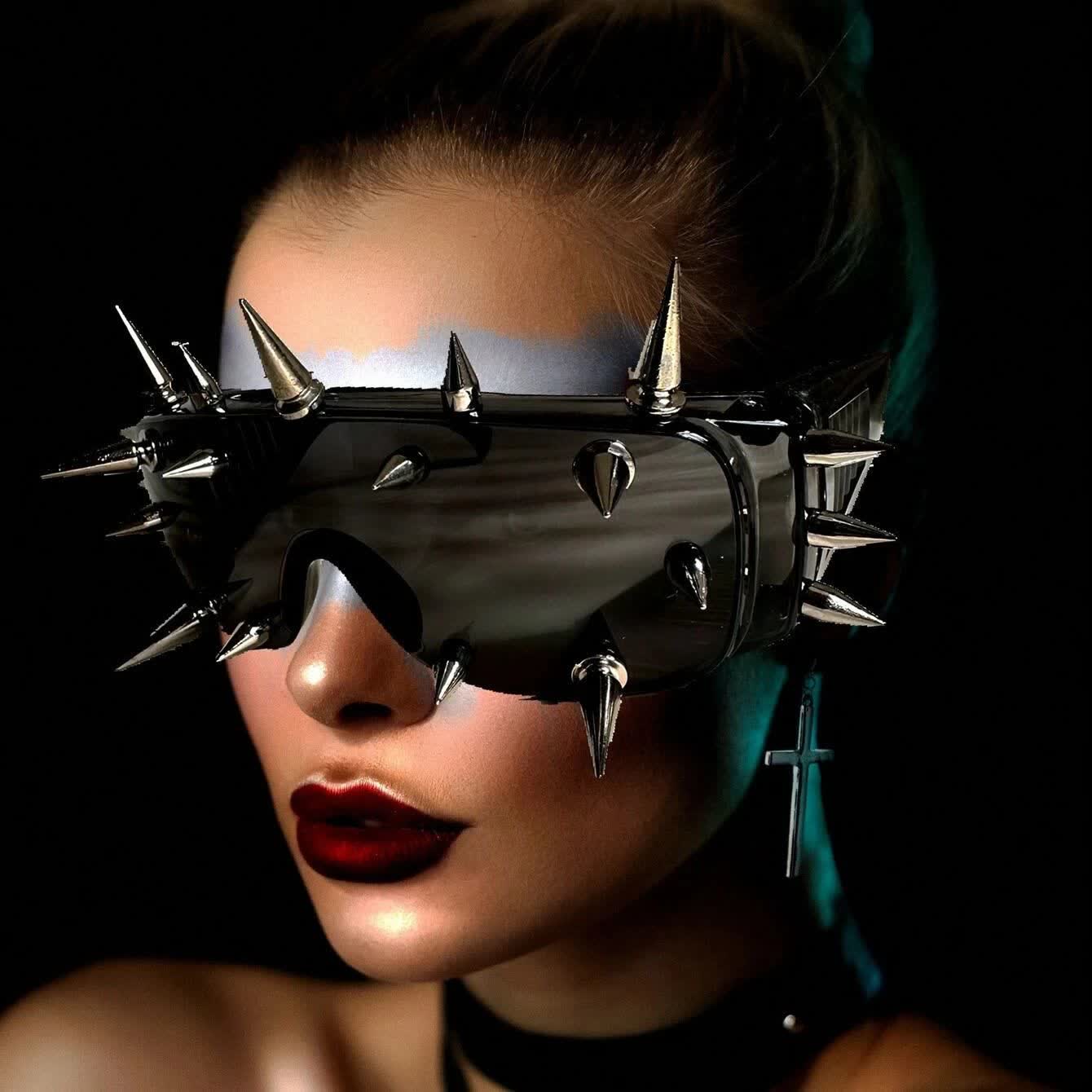 Spykay™ SG60834 Rivet Decor Y2K Cyberpunk Hipster Sunglasses - Grey A - image 9